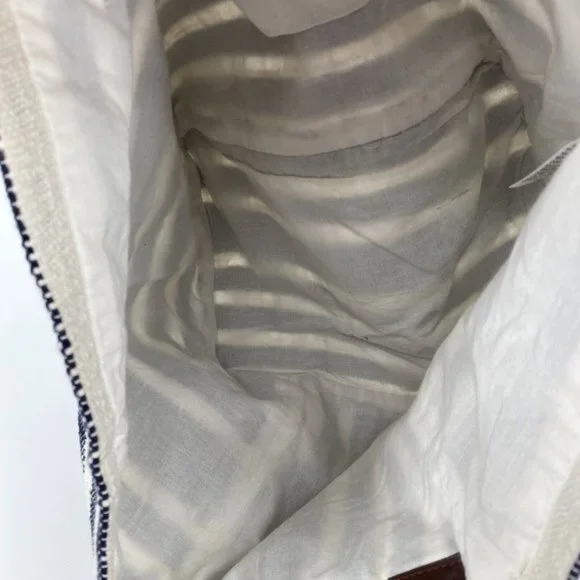 Crown & Ivy Women's Tote Bag Blue Ivory 100% Cotton Shopping Gym Beach - Picture 10 of 12